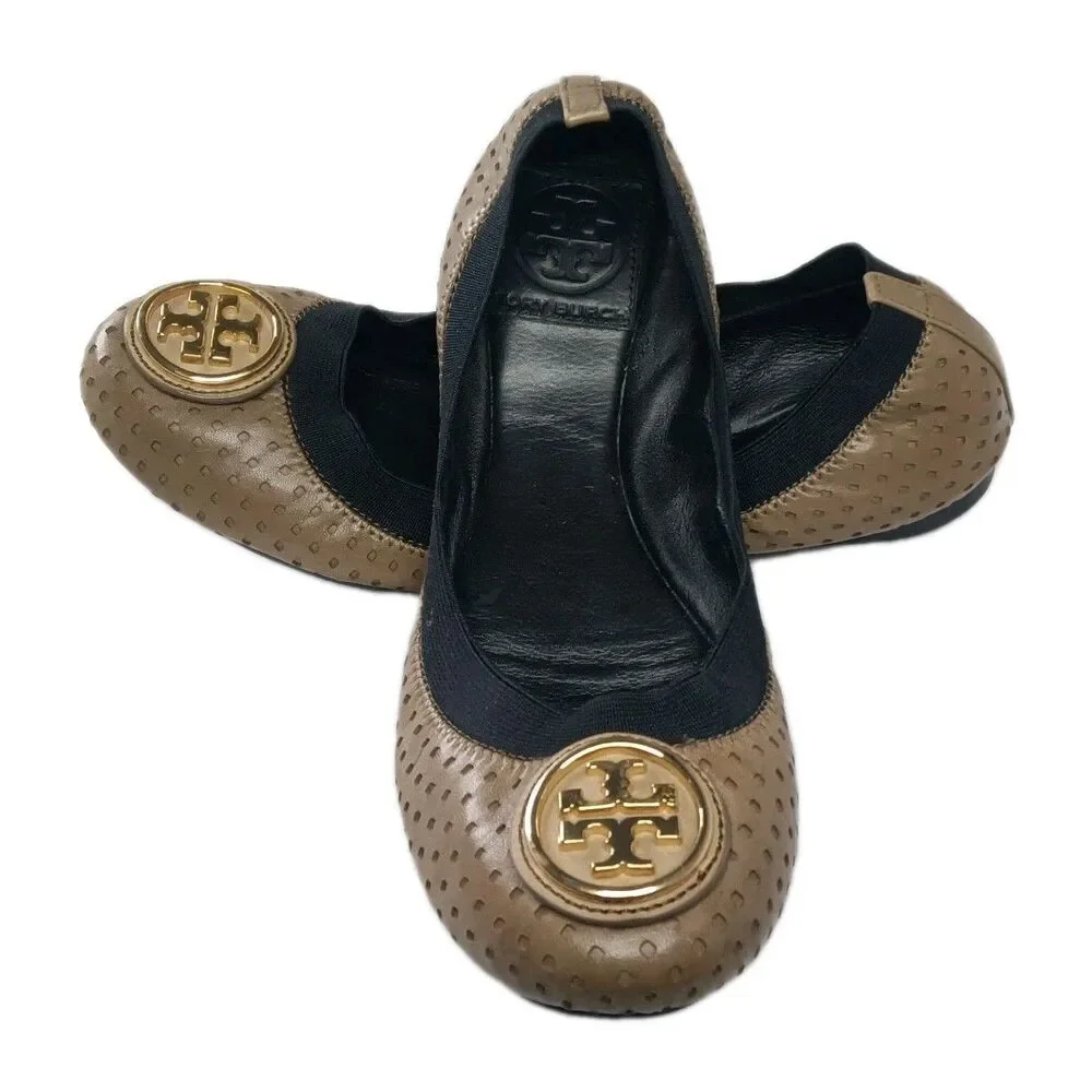 Tory Burch Caroline Perforated Leather Ballet Flats Women's Size 6.5 Shoes
